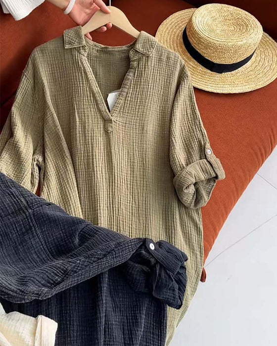 Sukienka Długi Rękaw Jednolita Prosty Kołnierz