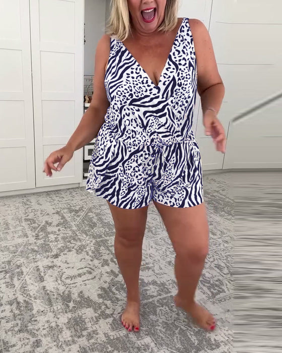 Strój Kąpielowy Slim Fit W Zebramotyw