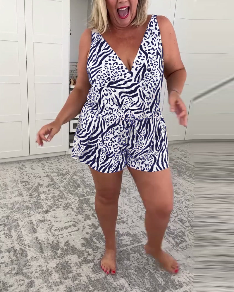 Strój Kąpielowy Slim Fit W Zebramotyw