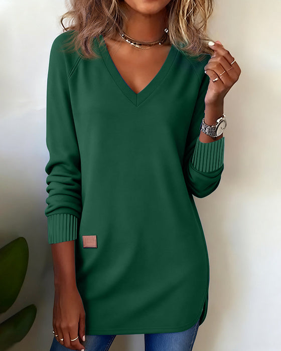 Bluza z Kapturem Z Dekoltem W Formie V I Trendową Atmosferą