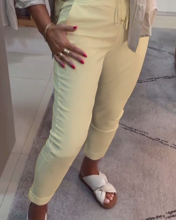 Spodnie Ołówkowe Casualowe Ze Ściągaczem