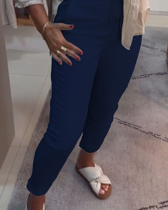 Spodnie Ołówkowe Casualowe Ze Ściągaczem