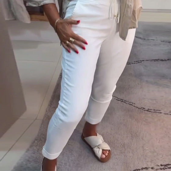 Spodnie Ołówkowe Casualowe Ze Ściągaczem