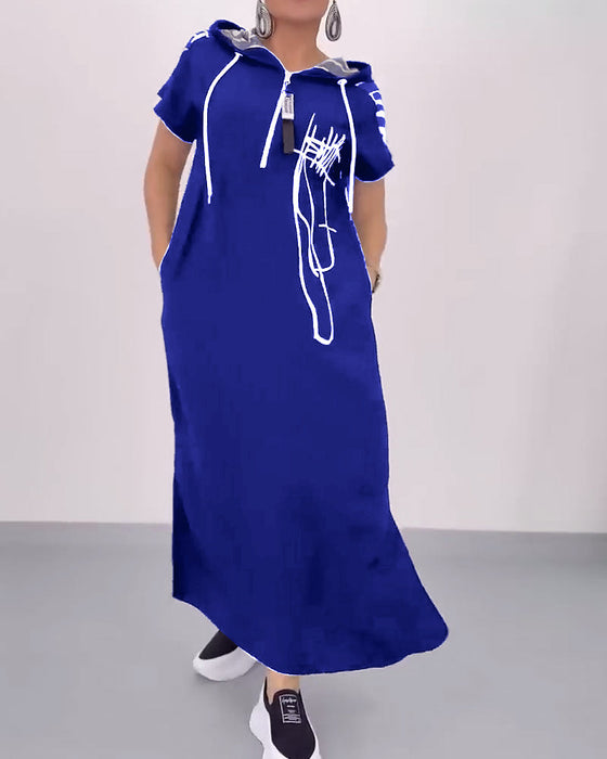 Sukienka Pół-zamek Luźna Kontrastowa