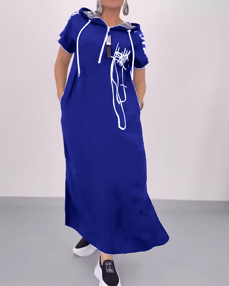 Sukienka Pół-zamek Luźna Kontrastowa