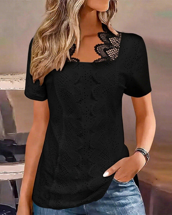 Bluzka Gładka Modna Koronka