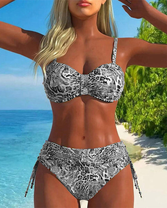 Przekonywujące Dwuczęściowe Plazowe z Plamami Leopardowymi