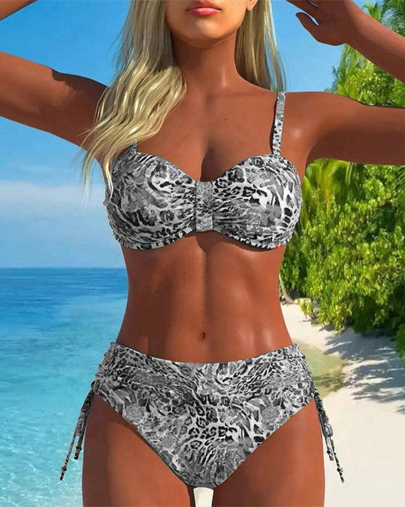 Przekonywujące Dwuczęściowe Plazowe z Plamami Leopardowymi