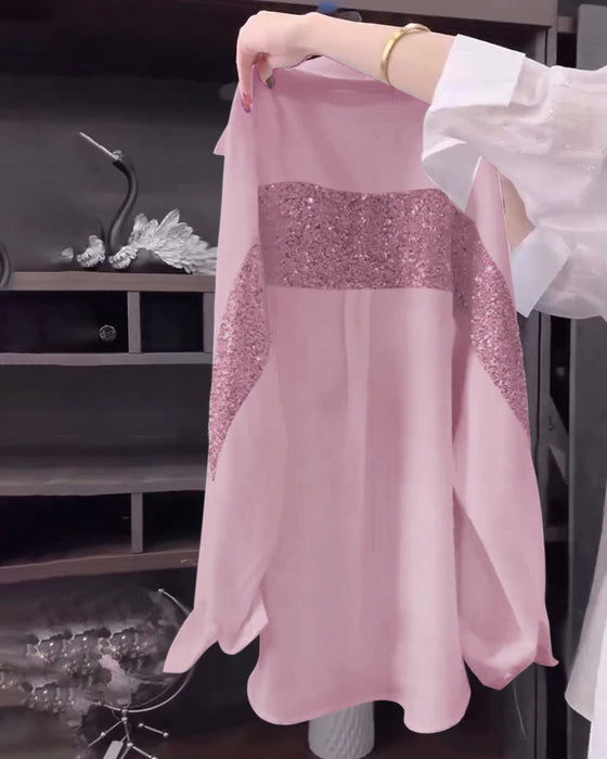 Koszula Z Długim Rękawem I Połyskującymi Klapami