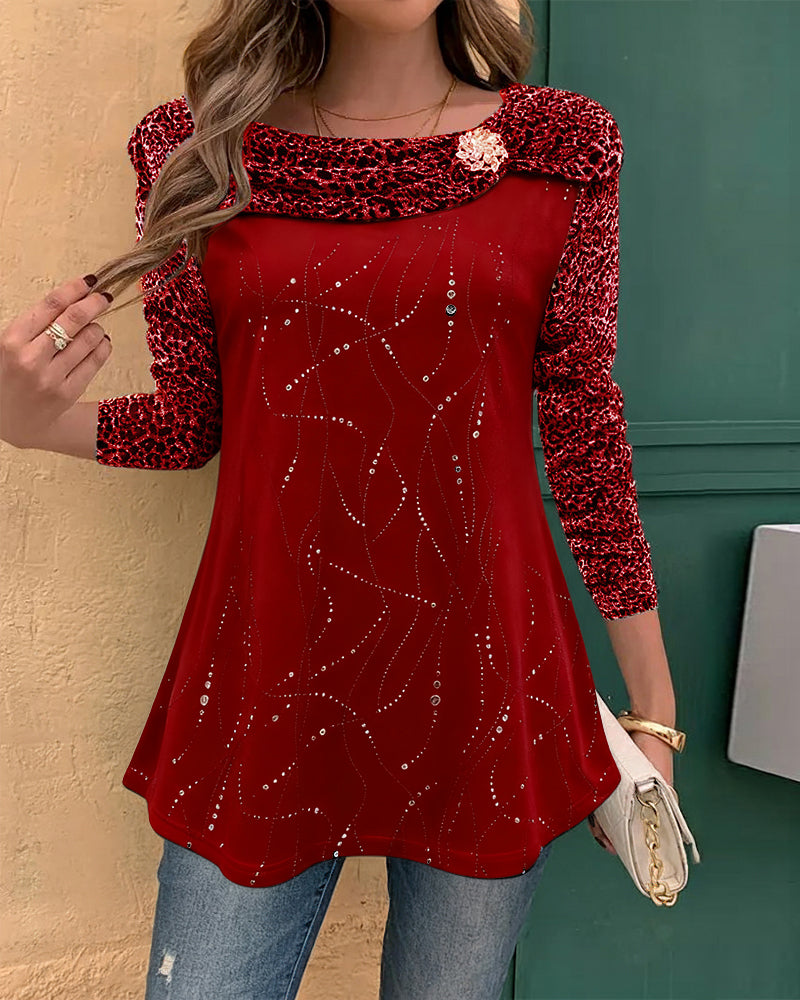 Bluzka Z Długim Rękawem W Panterkę