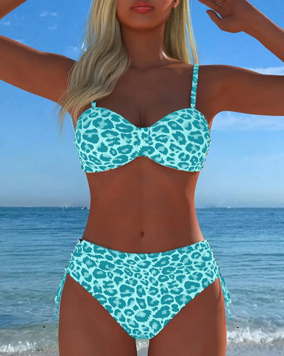 Strój Kąpielowy Wiązanie Leopard Bikini