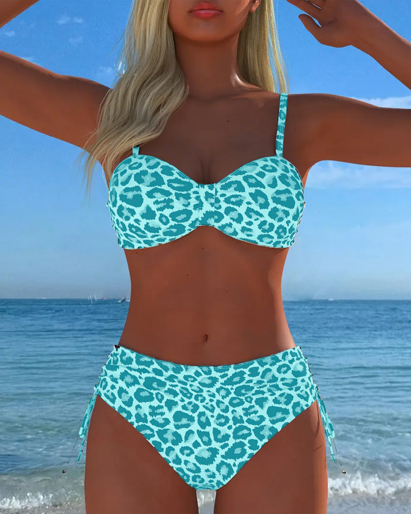 Strój Kąpielowy Wiązanie Leopard Bikini