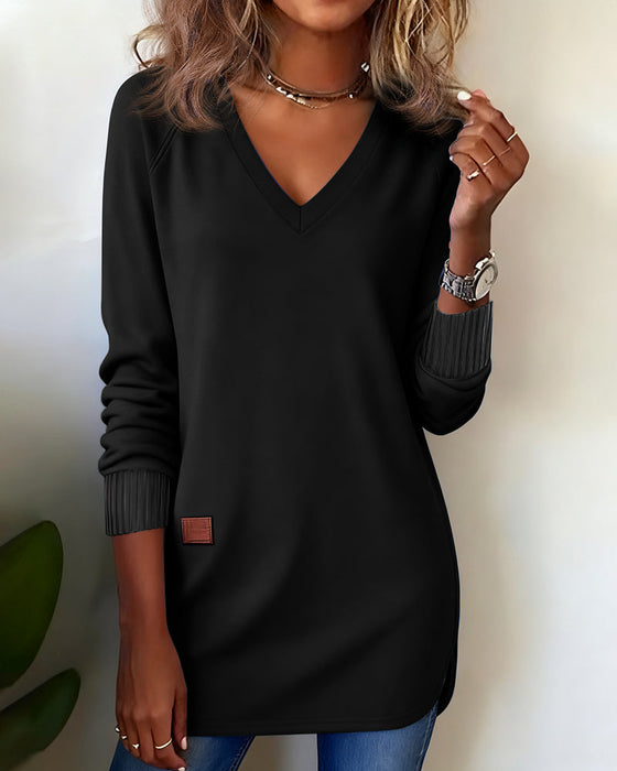 Bluza z Kapturem Z Dekoltem W Formie V I Trendową Atmosferą