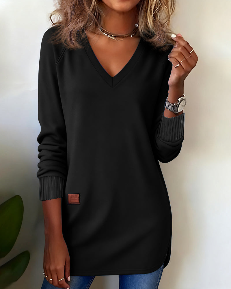 Bluza z Kapturem Z Dekoltem W Formie V I Trendową Atmosferą