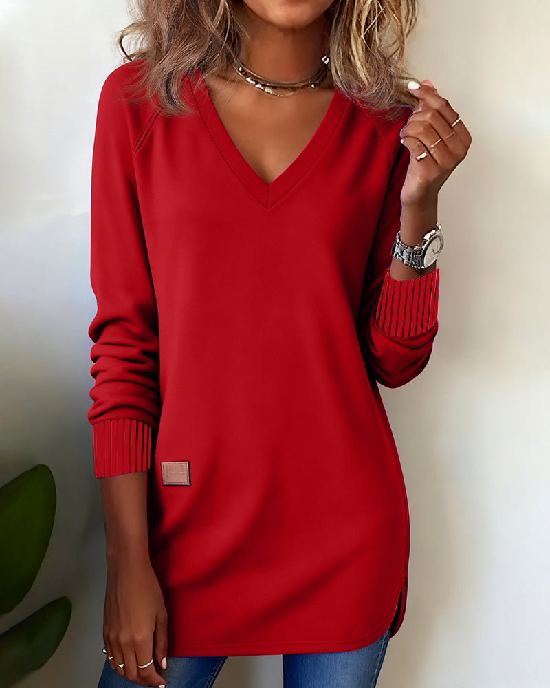 Bluza z Kapturem Z Dekoltem W Formie V I Trendową Atmosferą