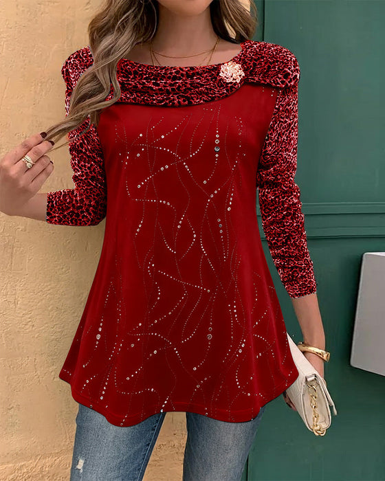 Bluzka Z Długim Rękawem W Panterkę