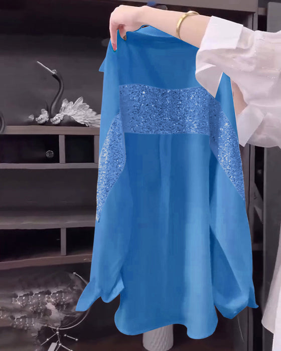 Koszula Z Długim Rękawem I Połyskującymi Klapami