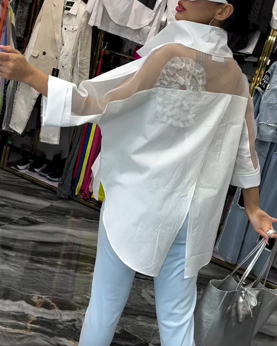 Koronkowa bluzka w patchworkowe kwiaty