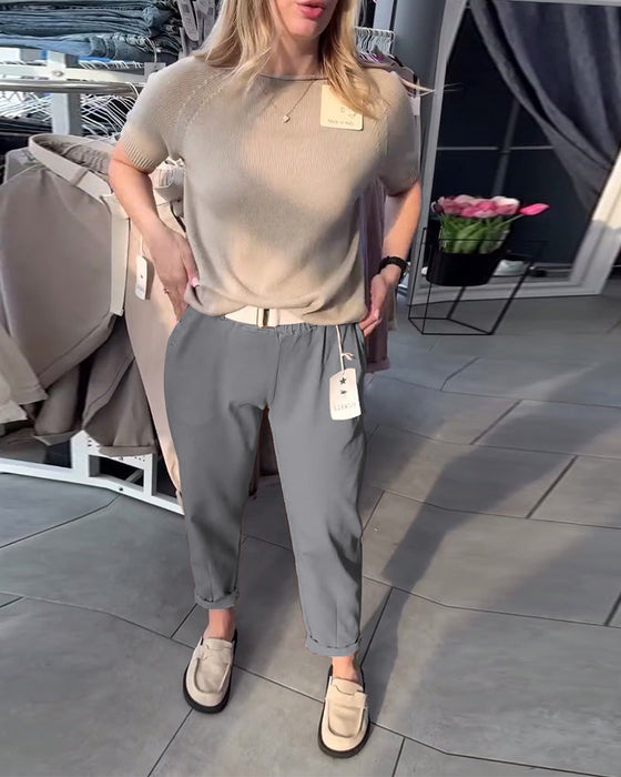 Spodnie Jednokolorowe Casual Proste