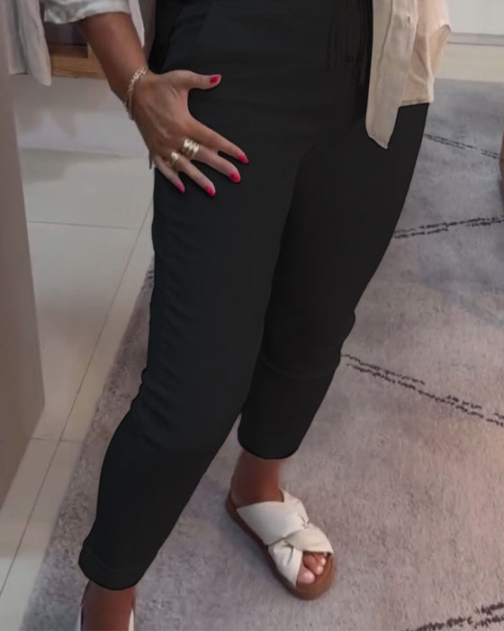 Spodnie Ołówkowe Casualowe Ze Ściągaczem