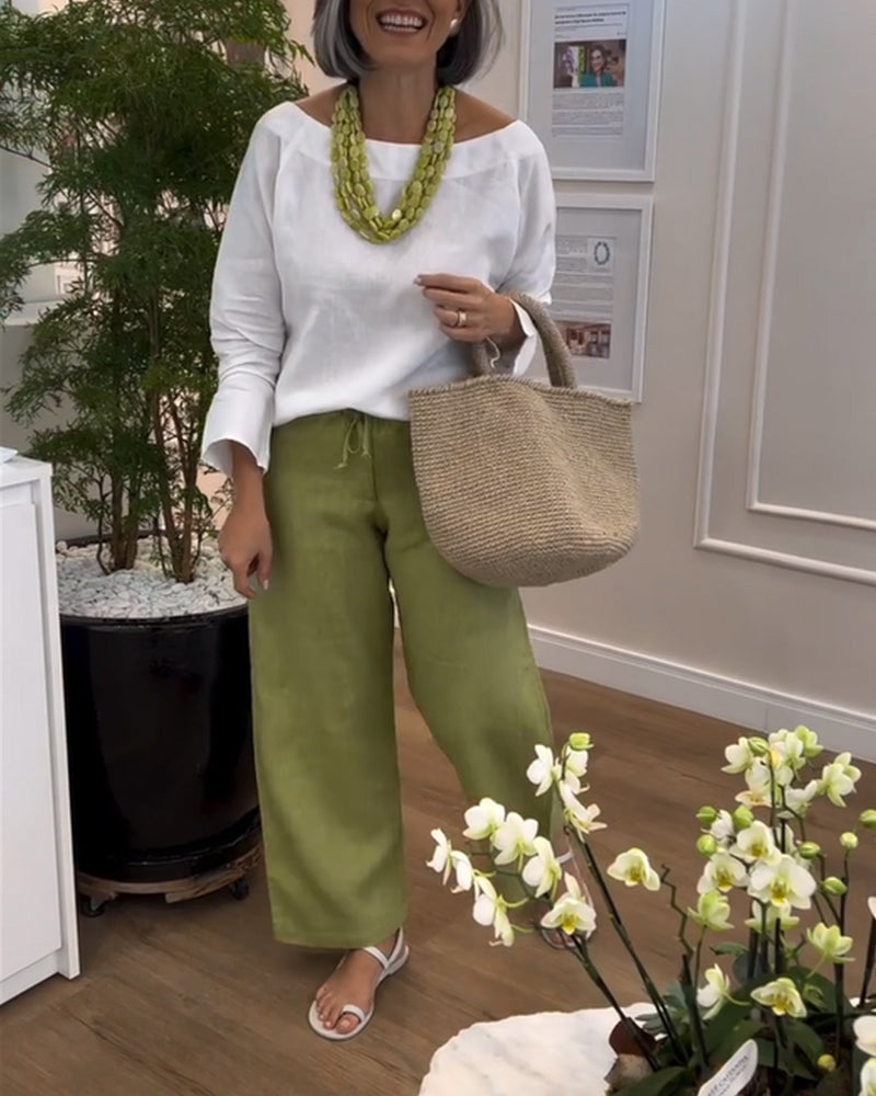 Spodnie Szaregosiodłowe o Widokowych Nogach, w Kolorze Jednobarwnym, w stylu Casual z Szczotką