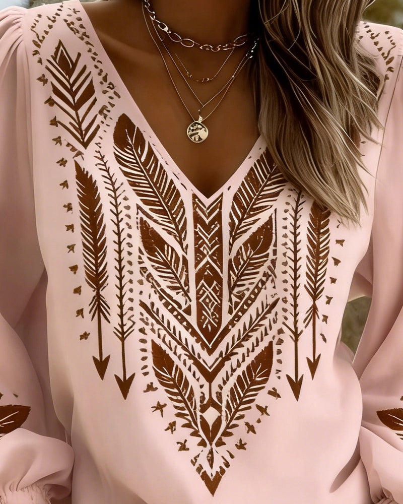 Bluzka Buffany Rękaw Dekolt V Luźny Fason