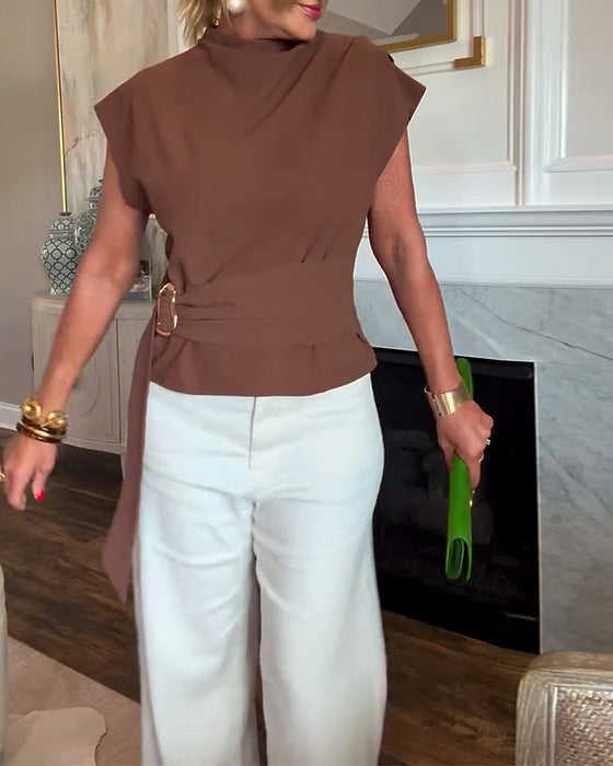 Dopasowana Bluzka w Jednym Kolorze