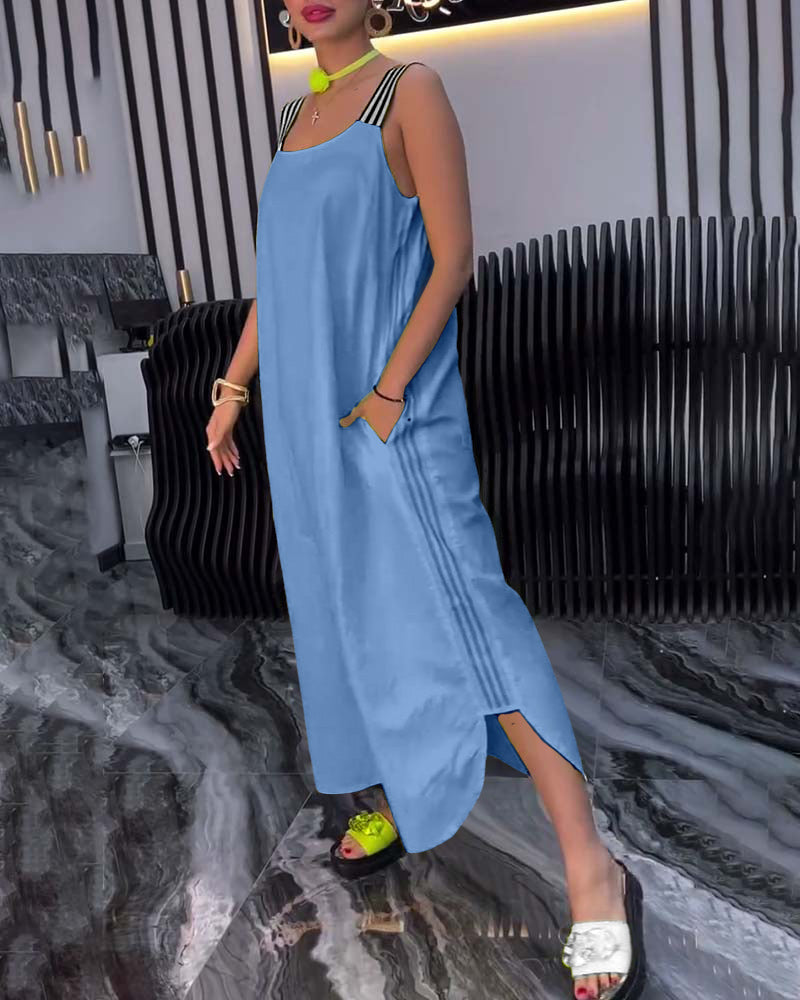 Sukienka Splicowana Zawieszenie Luźna