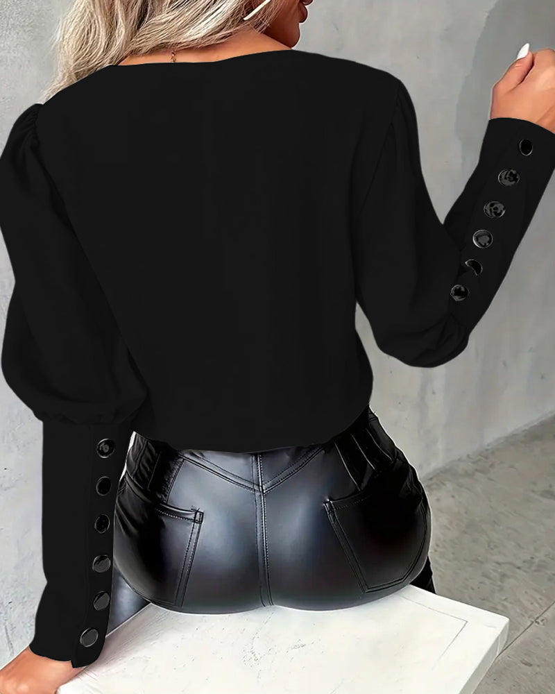 Górny Podkowa Rękaw V Dekolt Kolor Kontrastowy