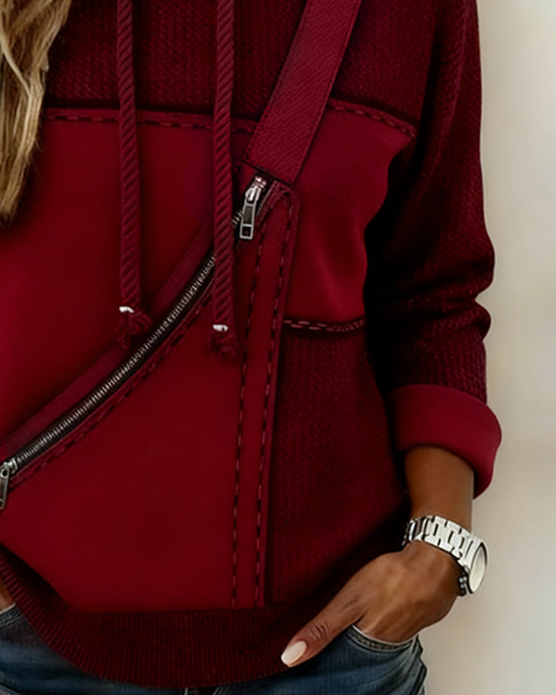 Stylowa Bluza Z Kapturem W Blokach Kolorów