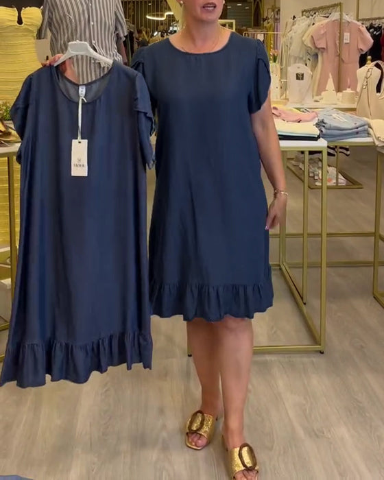 Sukienka Casual Denim Marszczona