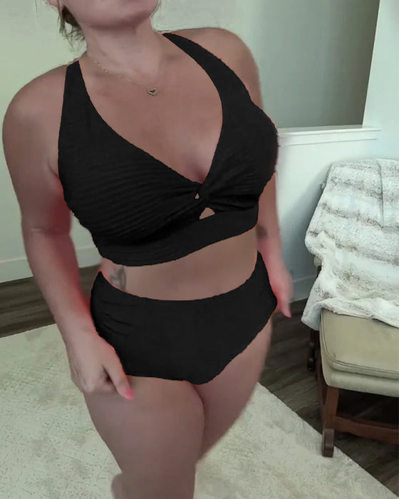 Bikini casualowe, jednokolorowe, trójkątne