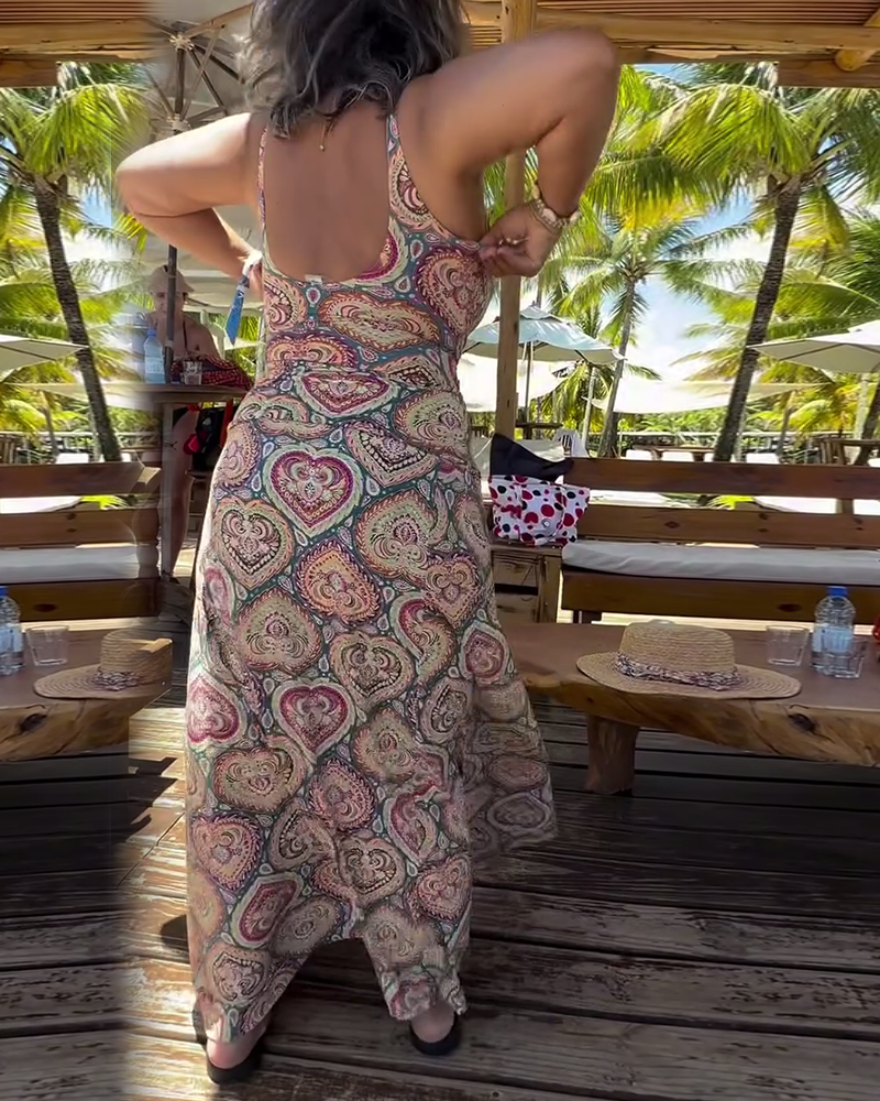 Strój Kąpielowy Bez Ramiączek Wzór Serca Wakacyjny