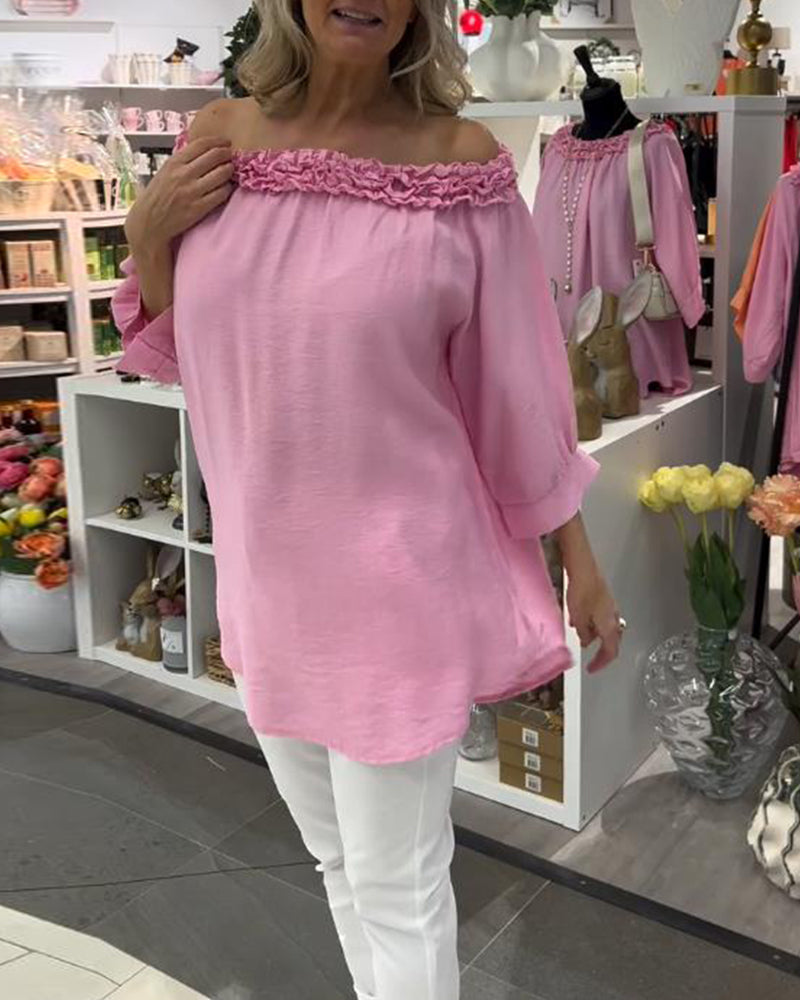 Bluzka Krótki Rękaw Kwiatowa Luźna