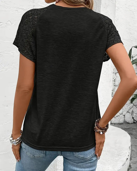 Koszulka Z Okrągłym Dekoltem W Jednolitym Kolorze