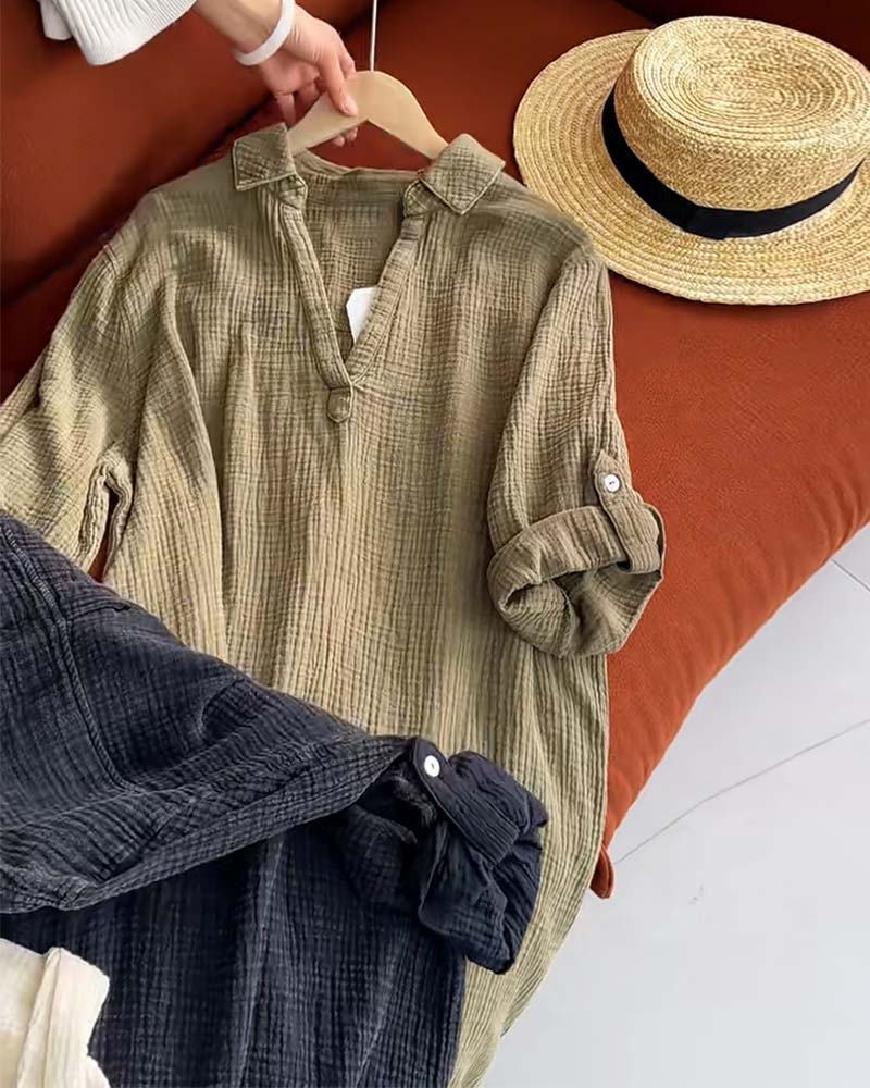 Sukienka Długi Rękaw Jednolita Prosty Kołnierz