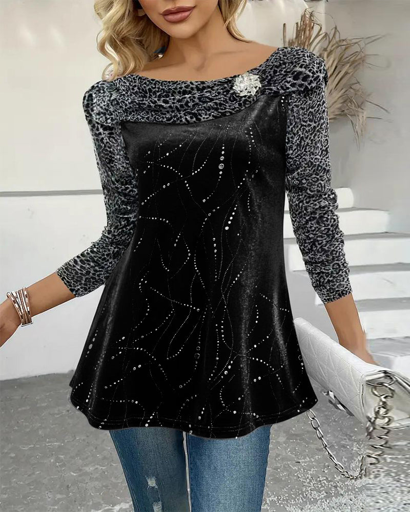 Bluzka Z Długim Rękawem W Panterkę