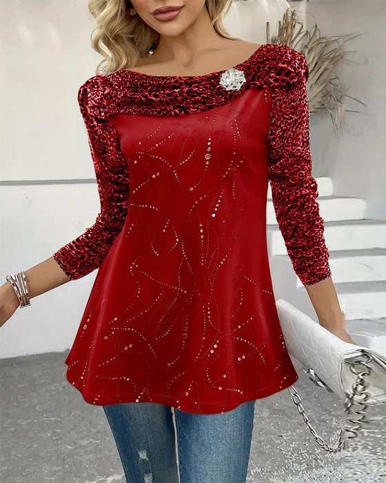 Bluzka Z Długim Rękawem W Panterkę