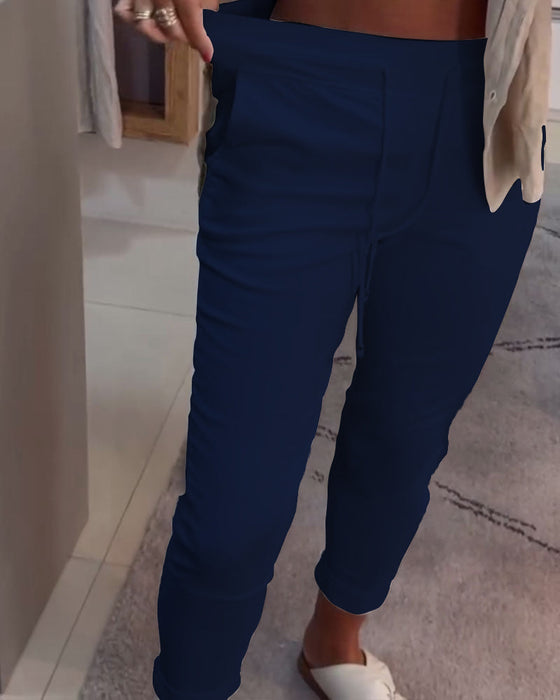 Spodnie Ołówkowe Casualowe Ze Ściągaczem