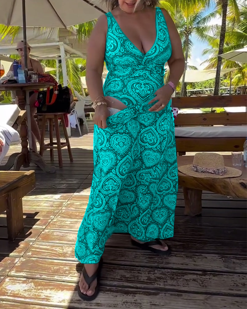 Strój Kąpielowy Bez Ramiączek Wzór Serca Wakacyjny