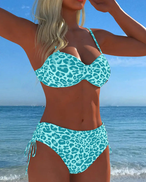 Strój Kąpielowy Wiązanie Leopard Bikini