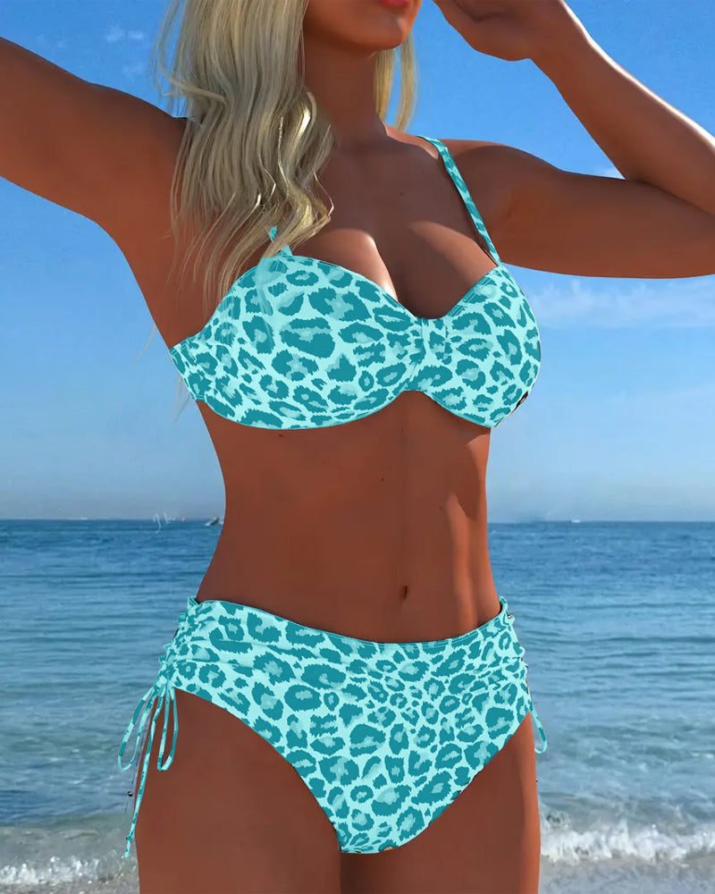Strój Kąpielowy Wiązanie Leopard Bikini