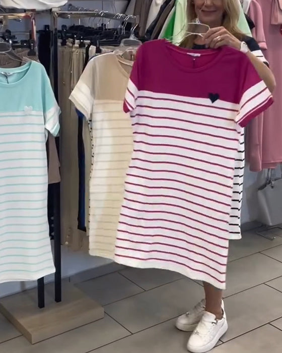 Sukienka Okrągły Dekolt Casual W Paski