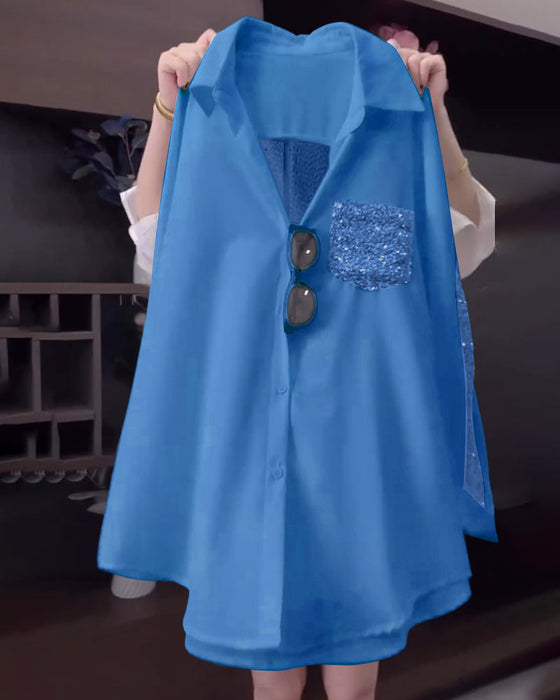 Koszula Z Długim Rękawem I Połyskującymi Klapami