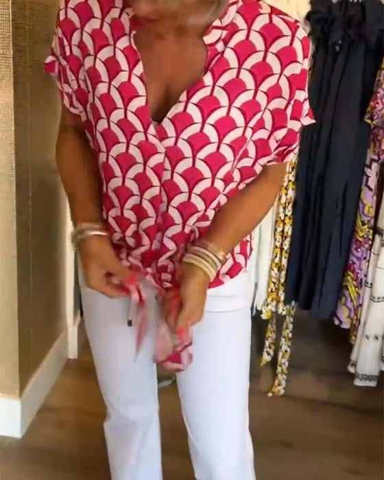 Bluzka z krótkim rękawem i dekoltem w kształcie litery V