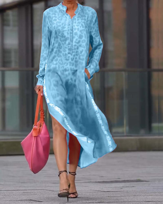 Sukienka Z Długim Rękawem Wzór W Lamparta Rozporek