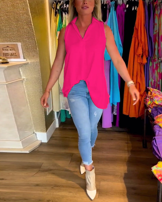 Bluzka bez rękawów z falbankami