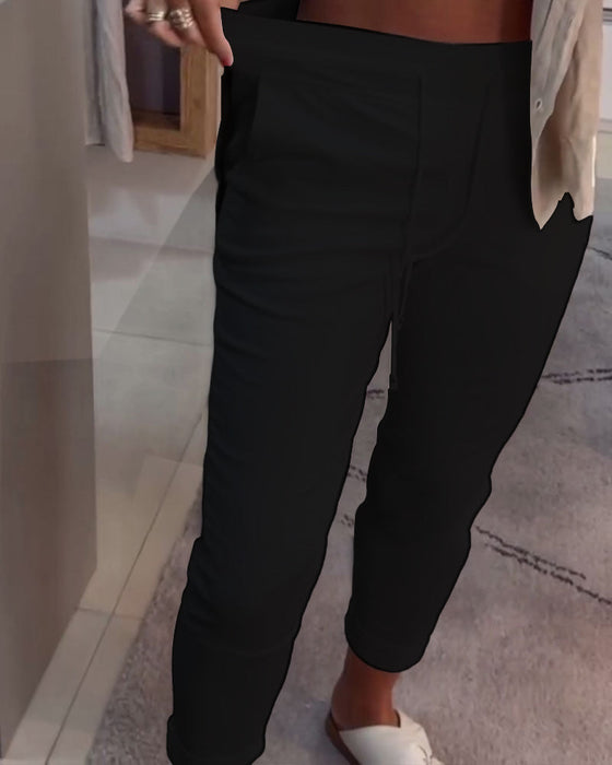 Spodnie Ołówkowe Casualowe Ze Ściągaczem