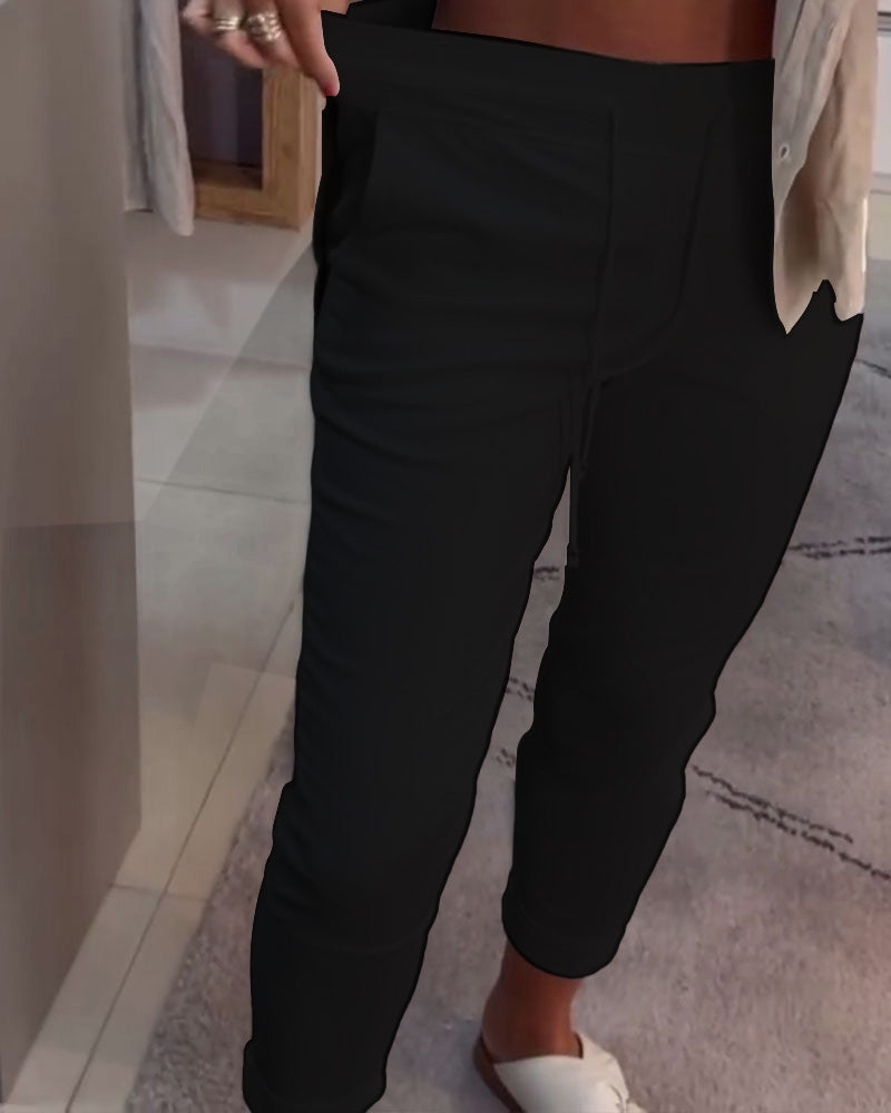 Spodnie Ołówkowe Casualowe Ze Ściągaczem