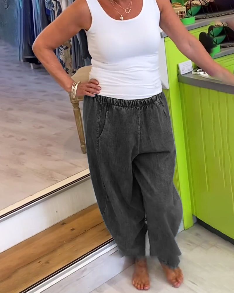 Jeansy Z Elastycznym Pasem W Stylu Casual